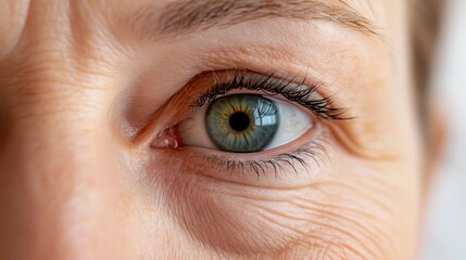 Obraz premium Close-Up of a Human Eye Highlighting Unique Color and Texture Details