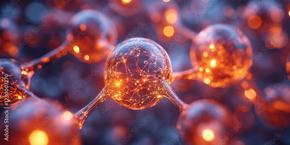 Aufkleber exploring the intricate connections of glowing molecular structures in a digital environment