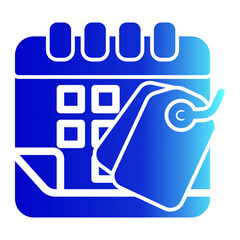 Calendar Icon With Tag Solid Gradient Style