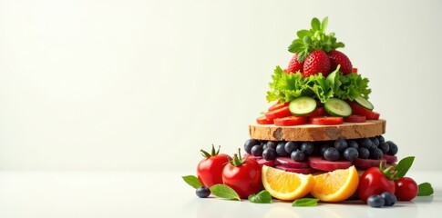 Layered food pyramid showcasing different food groups, infographic, food pyramid chart, food