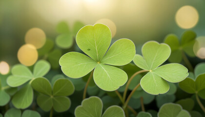 Soft and glowing shamrock background with a natural feel, festive St. Patrick’s Day