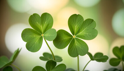 Soft and glowing shamrock background with a natural feel, festive St. Patrick’s Day