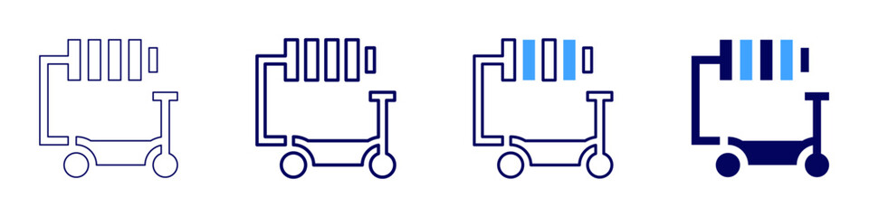 Electricity scooter icon in 4 different styles. Thin Line, Line, Bold, and Bold Line. Duotone style. Editable stroke