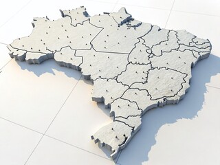 Brazil Dotted Map: Isolated White Background Stock Photo