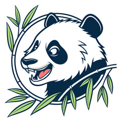 panda with bamboo mascot logo 