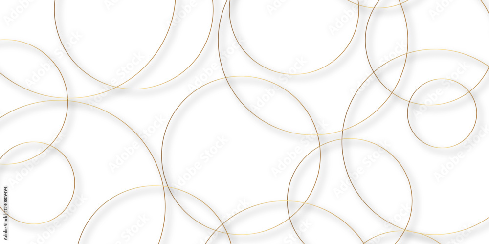 Aufkleber Abstract background golden circle stock line background. abstract artistic of geometric background Gold circles abstract seamless vector pattern. Minimal style white website banner, decoration Vector.