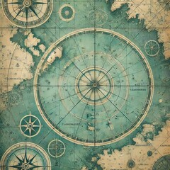 Fototapeta premium Close-up view of a textured background resembling an antique nautical chart or map 