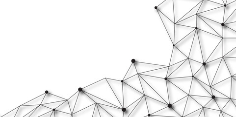 Abstract geometric background with connecting dots and lines with low poly triangle shapes. Polygonal Mesh Background Vector design digital technology concept Global network connection data structure. © Kainat 