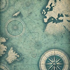Fototapeta premium Close-up view of a textured background resembling an antique nautical chart or map 
