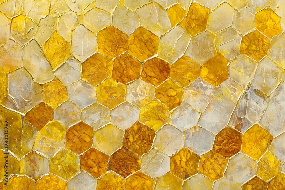 Aufkleber abstract honeycomb texture golden and off white hexagon pattern background