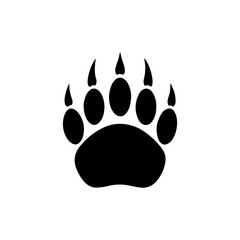 Black Bear paw silhouette vector illustration on white background.