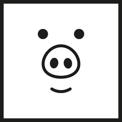 Portrait of pig face. Vector illustration and simple minimalistic flat design.