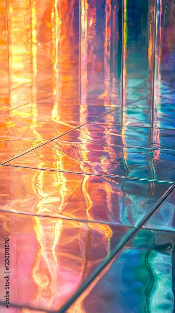Aufkleber A captivating blend of colors reflects off a glossy surface, creating mesmerizing patterns. This enchanting display evokes a sense of wonder and artistic beauty, captivating anyone nearby