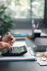 Finance bank tax expense accounting budget money businessman home for Business expense analysis...