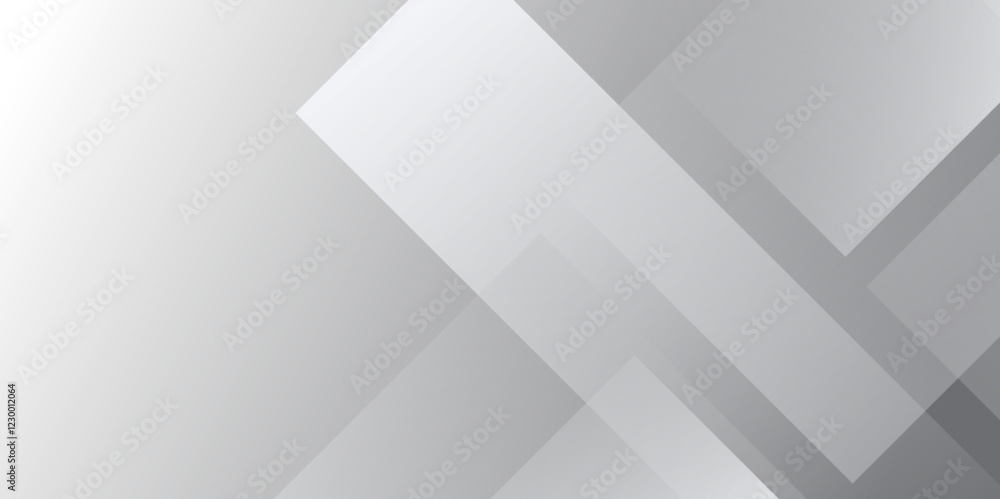 Aufkleber Modern Abstract white and gray transparent background with squares shapes.Space futuristic design concept.Decorative web layout or poster, banner. white paper texture Gray background .	
