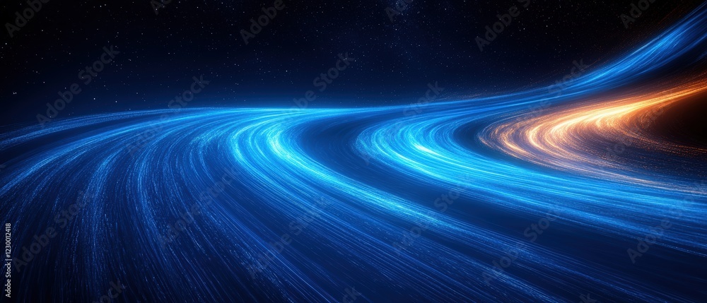 Poster blue and orange swirl design in dark background creating an abstract pattern and artistic visual eff