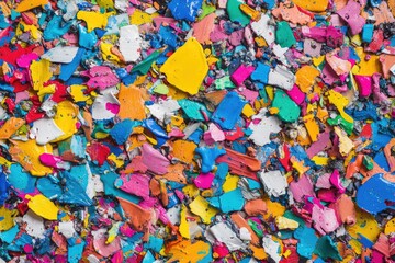 Brightly colored shredded paper pieces for festive celebrations