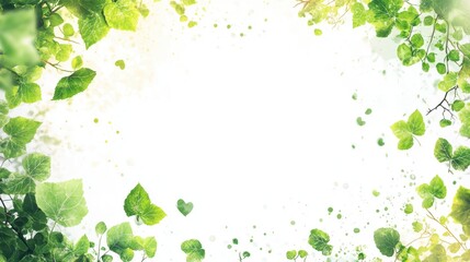 Fototapeta premium Green Ivy Leaves Frame on White Background for Design or Art Projects