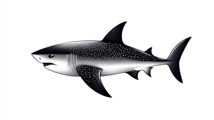 Obraz premium Illustration of a Realistic Shark with Detailed Texture and Features