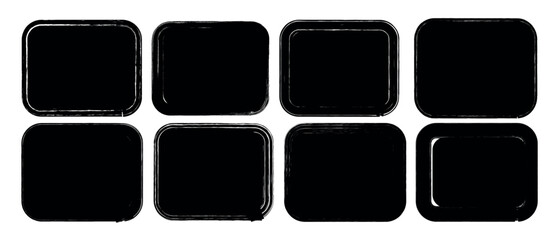 Box brush grunge frame square shape set. Grunge style set of square and rectangle shapes. Box brush frame shape set. Vector eps 