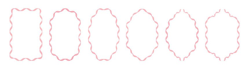 Set of decorative frames with wavy lines and patterns. Trendy vintage fancy frames for wedding invitations, birthday cards, prints.