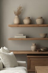 Home decoration wall shelves for knick-knacks.
