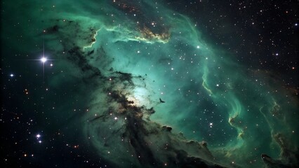 Obraz premium Abstract Deep Space Green Nebula Background