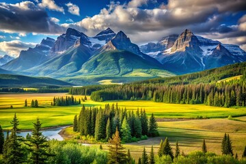 Naklejka premium Canadian Economic Recovery: Vibrant Landscape Reflecting Growth and Stability