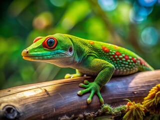 Fototapeta premium Candid Close-Up of a Koch's Giant Day Gecko on a Branch in Madagascar