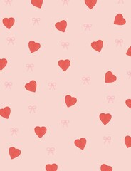 seamless pattern background with hearts and ribbon