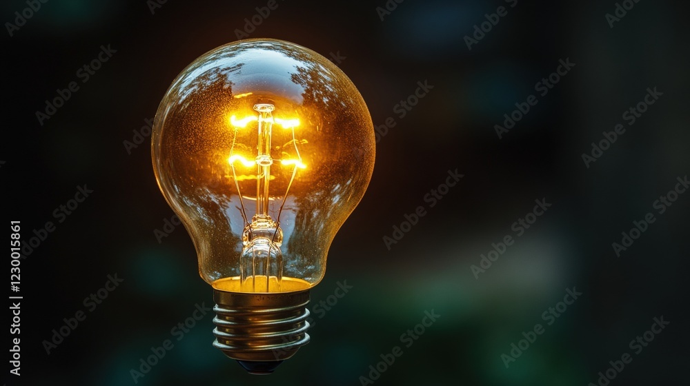 Poster light bulb reflecting a tree in glass surface creating an interesting visual effect and contrast