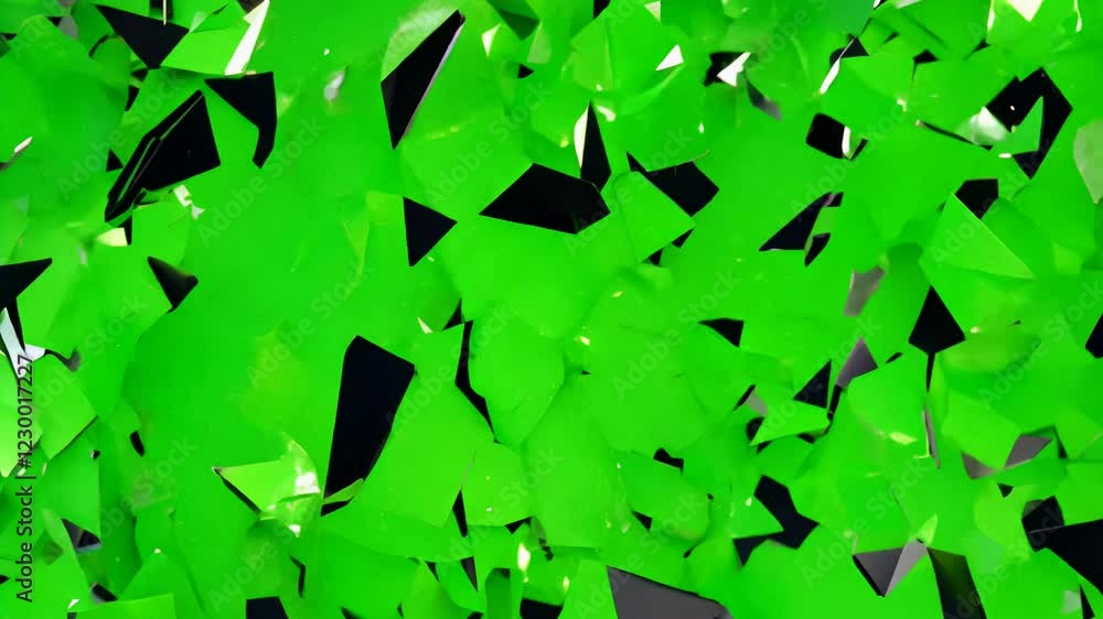Poster abstract pattern with shatter fragmented shapes on green background