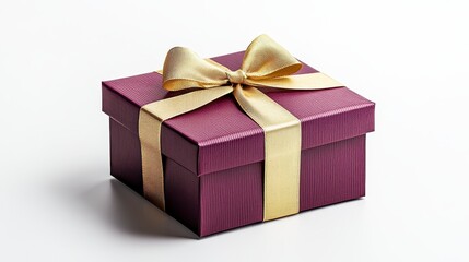 Elegant Gift Box with Gold Ribbon on a White Background