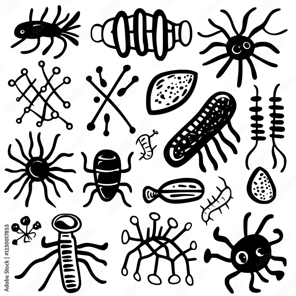 Aufkleber exploring the intricate world of microscopic organisms with a blend of creativity and science