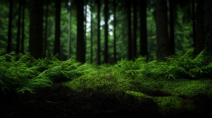 Obraz premium Enchanted Forest: A Lush Green Carpet of Moss and Ferns