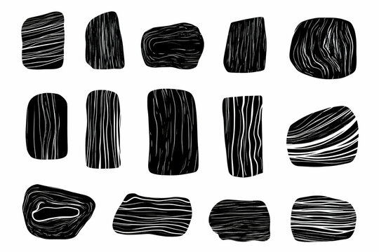 Abstract black wood texture shapes