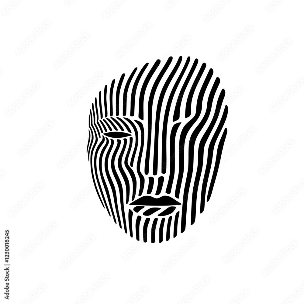 Poster futuristic face design featuring innovative lines and patterns that create a holographic effect