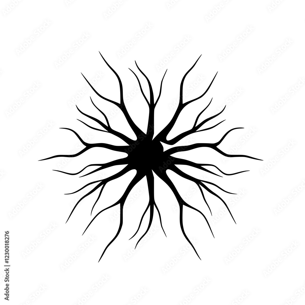 Poster futuristic black hologram design featuring intricate branches and geometric patterns suitable for vf