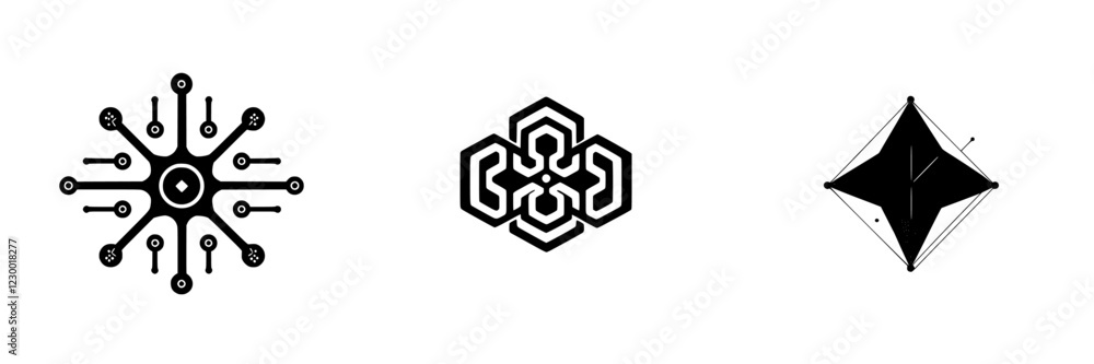 Poster exploring futuristic designs of holographic symbols with vfx and hud elements in a digital art setti
