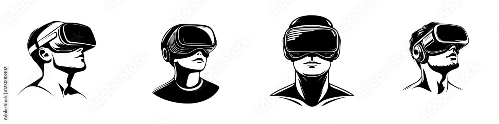 Poster futuristic virtual reality enthusiasts explore advanced technology using immersive hologram and vfx 