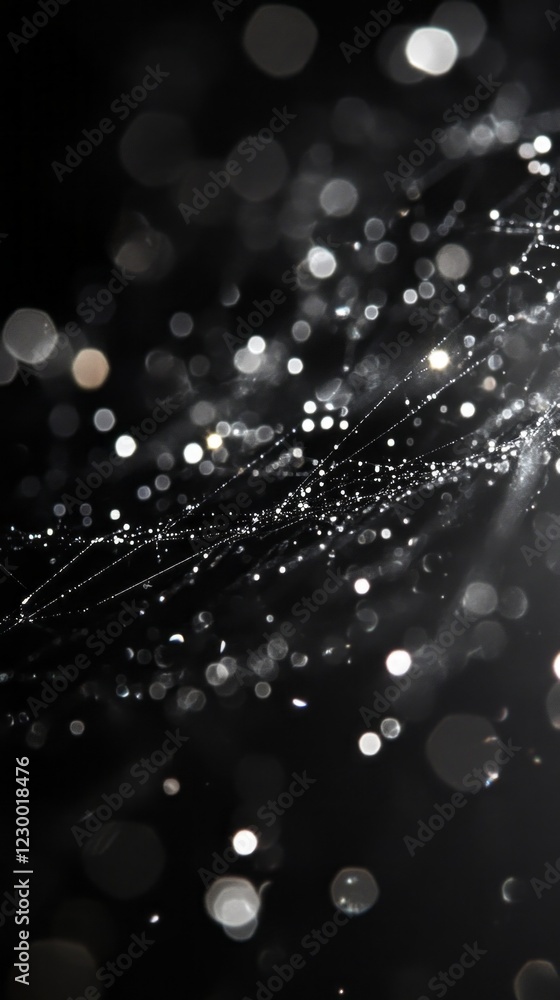 Poster intricately woven strands glimmer under soft light against a deep black backdrop, creating a mesmeri