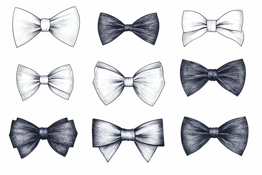 Hand-drawn bow tie designs, fashion illustration