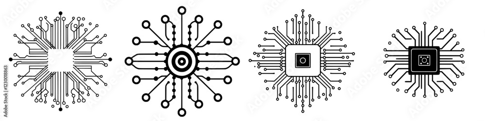 Poster exploring intricate patterns of futuristic circuits and technology designs with advanced vfx and hud