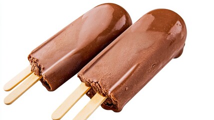 Creamy Chocolate Ice Cream Bars on White Background Ready to Enjoy