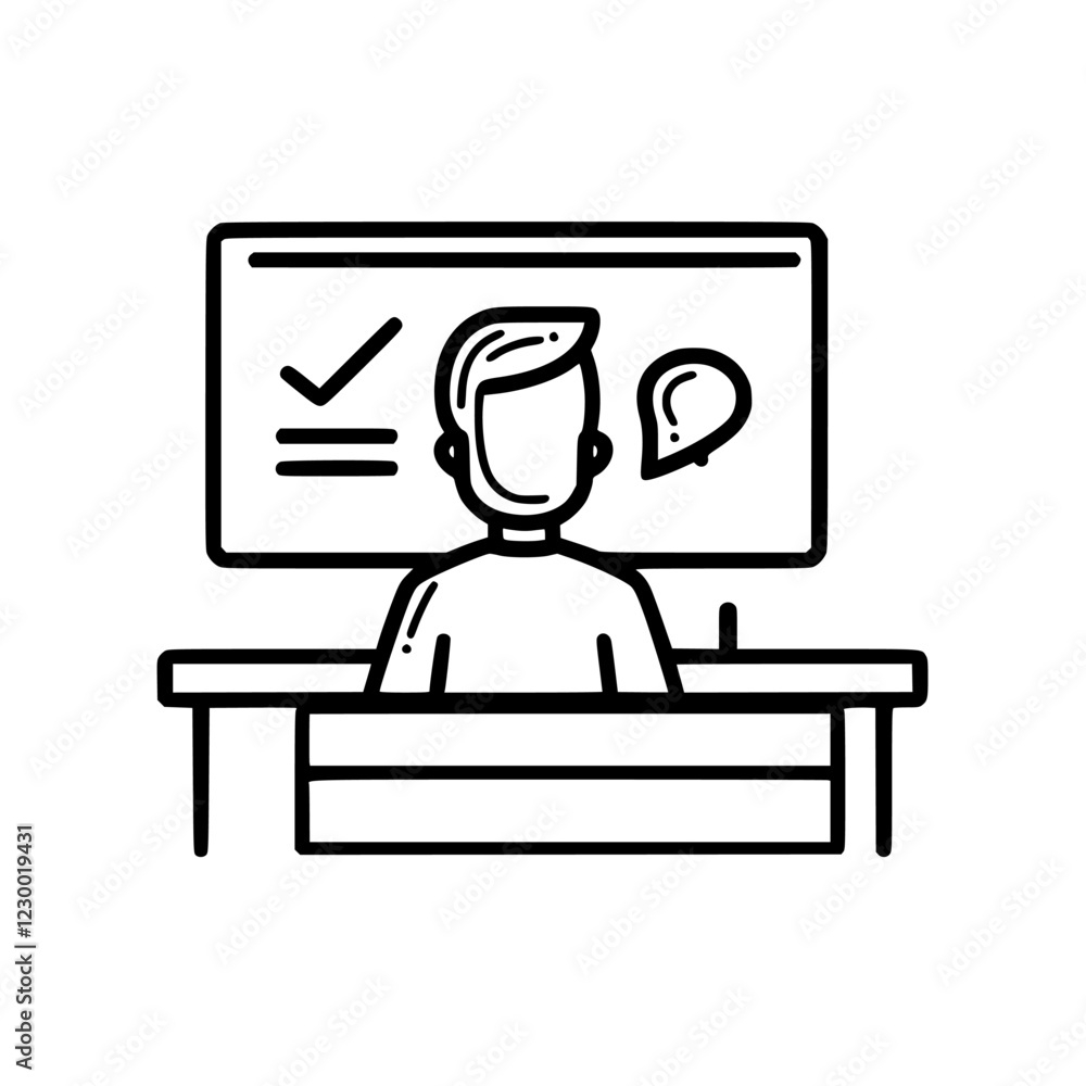 Poster professional in a modern workspace with a holographic display showcasing data insights and communica
