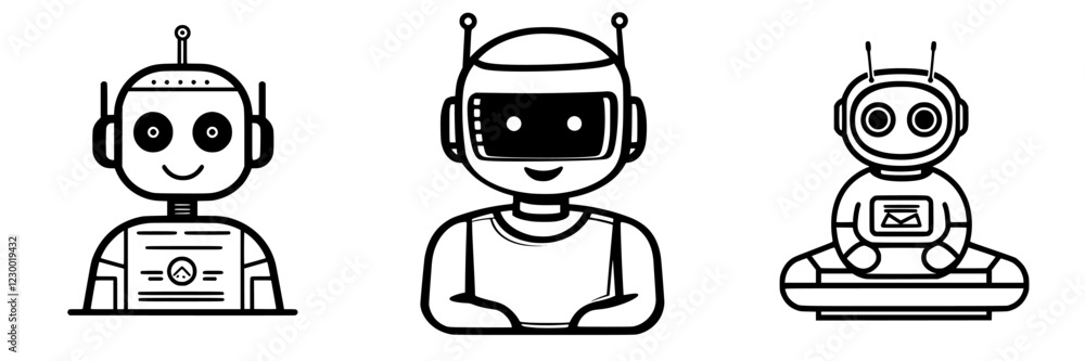 Poster robots showcase futuristic design with vibrant holographic features and advanced hud elements in a t