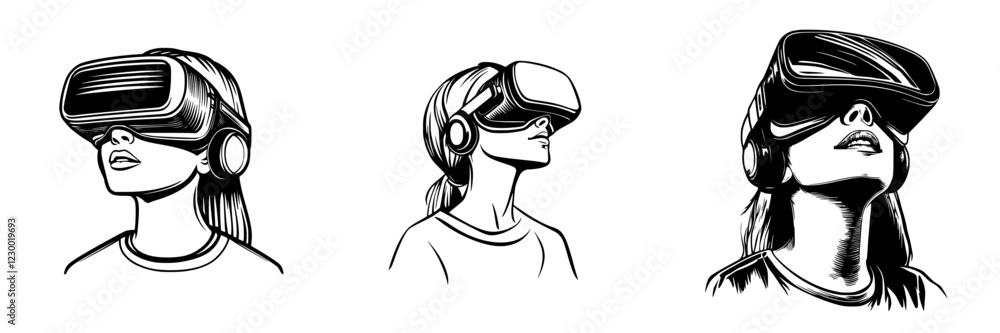 Aufkleber exploring virtual realities with advanced vr technology and futuristic vfx for immersive experiences