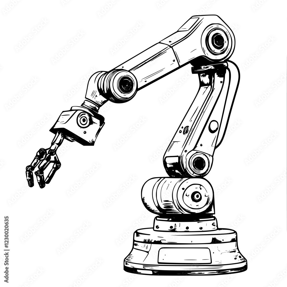 Poster futuristic robotic arm equipped with advanced vfx, showcasing potential in automated tasks and indus