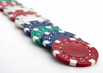 Casino Chips Loop: White Background Alpha Channel Stock Photo