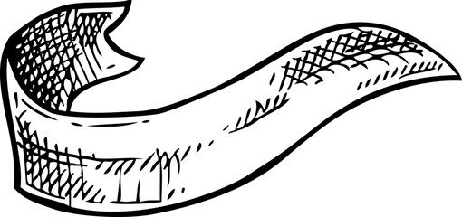 Coquette bow sketch. Rococo design elements Vintage baroque Victorian ribbon. Japanese-style hand-drawn illustration. NOT AI generated